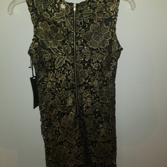 Gold and Black Lace Ryan Michelle Dress - Picture 2 of 3